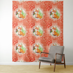 fox and butterfly pattern tapestry