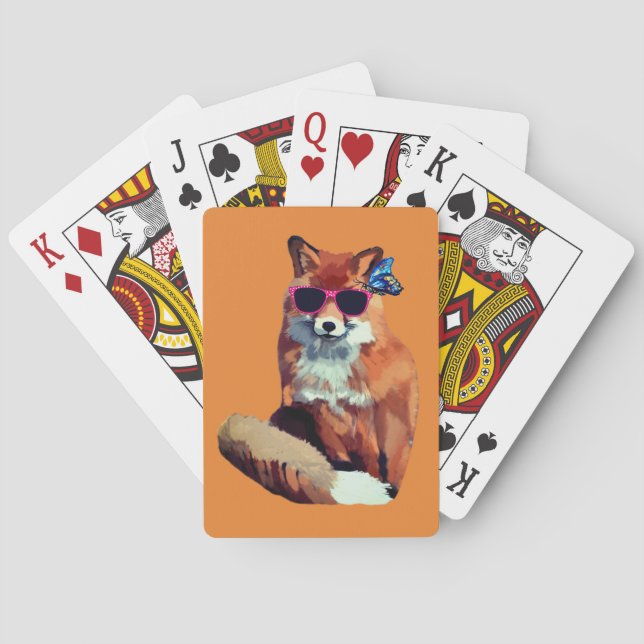 Fox and Butterfly  Playing Cards (Back)