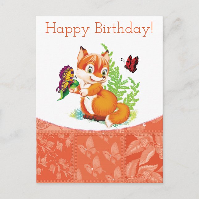 fox and butterfly postcard (Front)