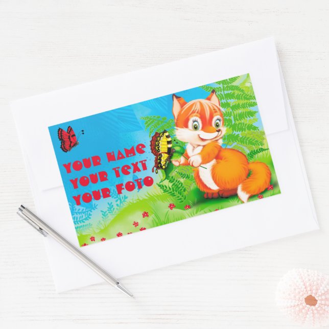 fox and butterfly sticker (Envelope)