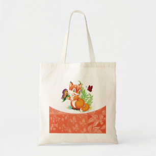fox and butterfly tote bag