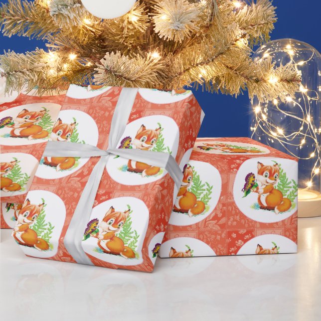 fox and butterfly wrapping paper (Holidays)