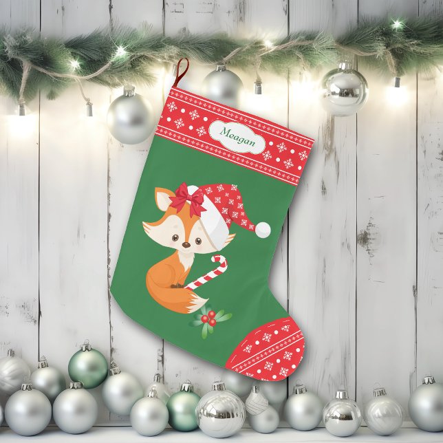 Fox and Candy Cane Large Christmas Stocking (Creator Uploaded)
