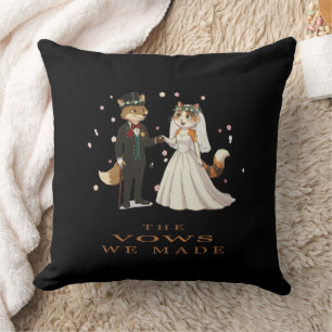 Fox and Cat Wedding Day Illustration Throw Pillow