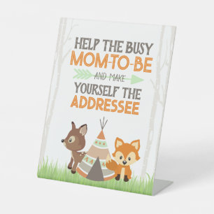 Fox and Deer Woodland Fill out the Envelope Pedestal Sign