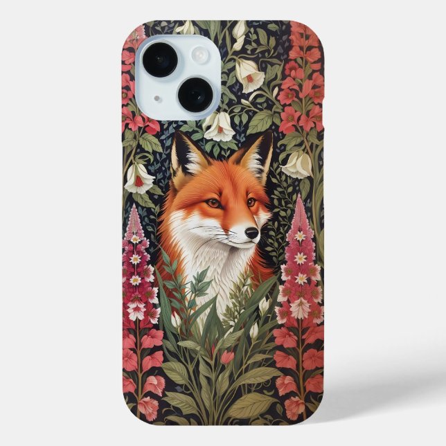 Fox and Foxglove Flowers William Morris Inspired Case-Mate iPhone Case (Back)