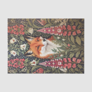 Fox and Foxglove Flowers William Morris Inspired Tissue Paper