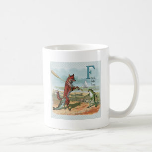fox and frog vintage going fishing coffee mug