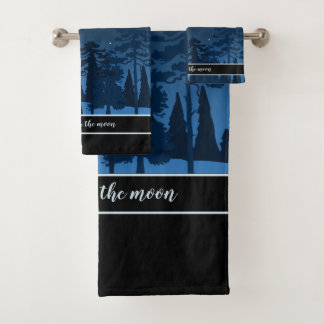 Fox And Full Moon At Midnight Bath Towel Set
