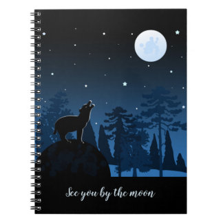 Fox And Full Moon At Midnight Notebook