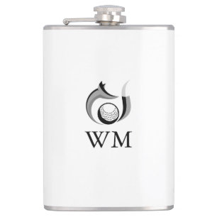 Fox And Golf Ball Personalized Monogram Hip Flask