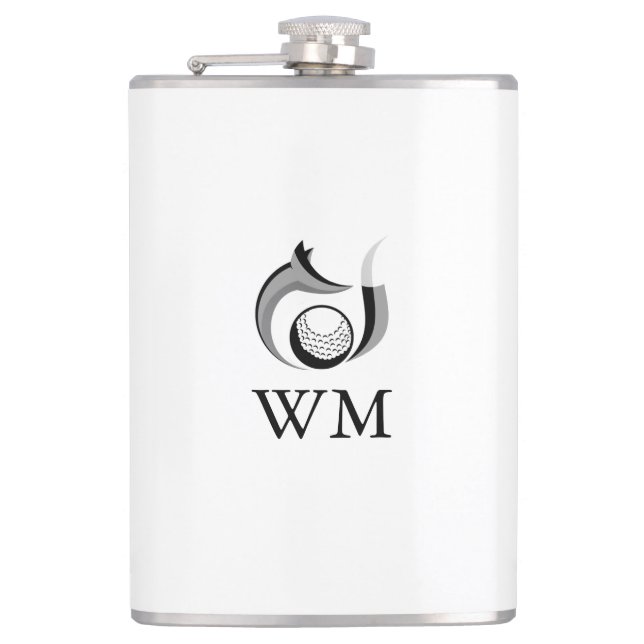 Fox And Golf Ball Personalized Monogram Hip Flask (Front)