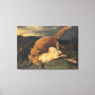 Fox and Hare, 1866 Canvas Print