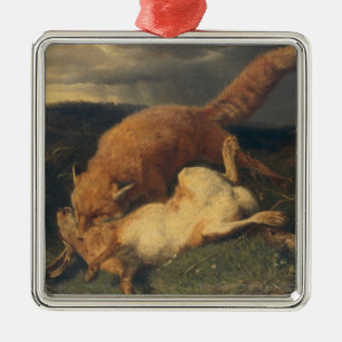 Fox and Hare, 1866 Metal Ornament