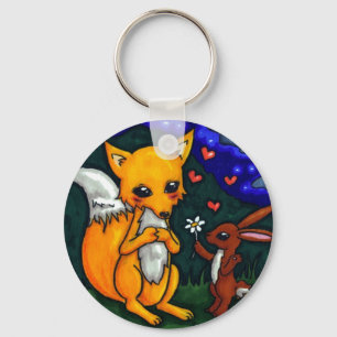 fox and hare love story keychain