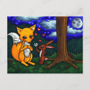 fox and hare love story postcard