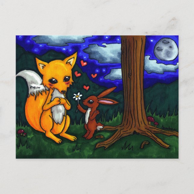 fox and hare love story postcard (Front)