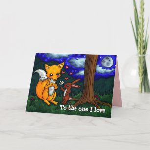 fox and hare love story valentines customize holiday card