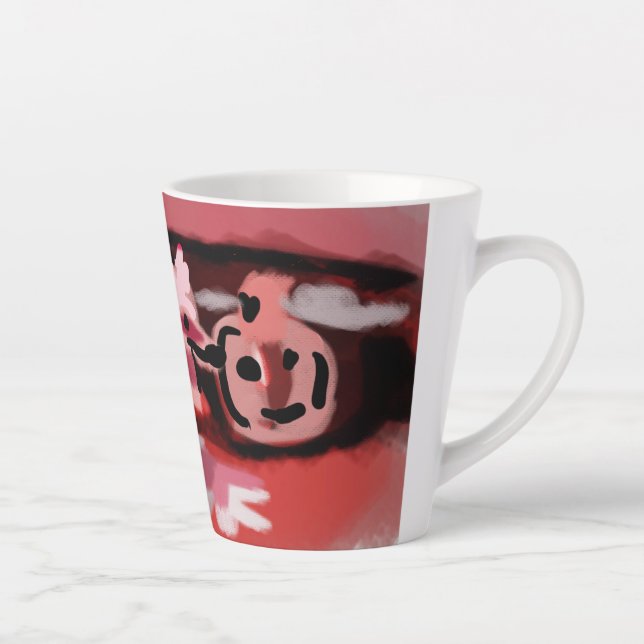 Fox and Jack o'lantern path Latte Mug (Right)