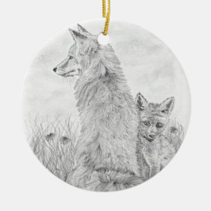 Fox and Kit Ceramic Ornament