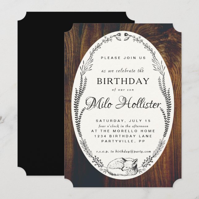 Fox and Laurel Wood Birthday invitation (Front/Back)