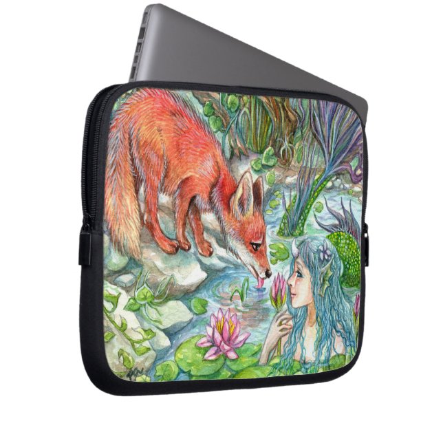 Fox and Mermaid Laptop Sleeve (Front Right)