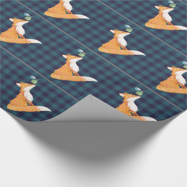 Fox and nosy birds gift wrapping paper (Corner)
