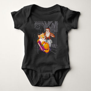 fox and owl baby bodysuit