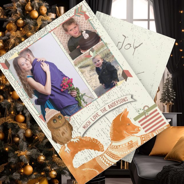 Fox and Owl Forest Christmas with Your Photo Holiday Card (Creator Uploaded)