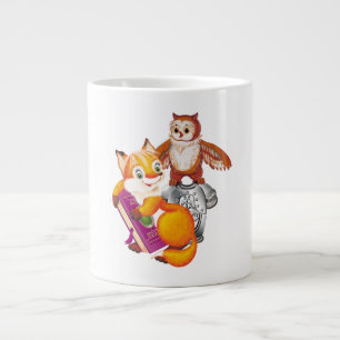 fox and owl large coffee mug