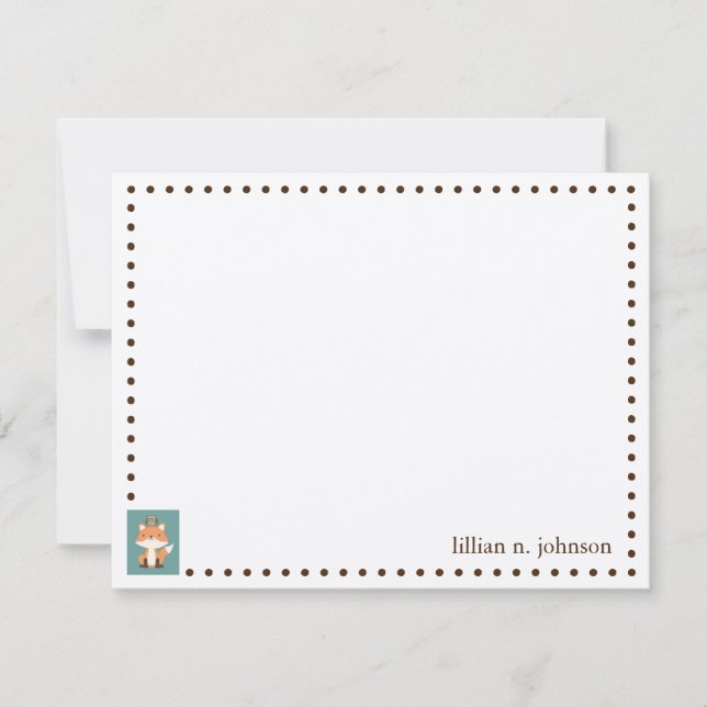 Fox and Owl Personalized Note Card (Front)