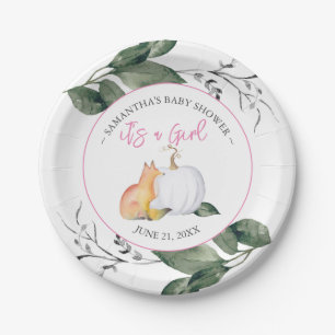 Fox and Pumpkin Baby Shower Theme Paper Plate