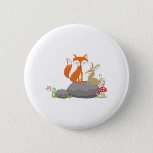 Fox and rabbit 2 inch round button