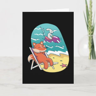 Fox and Rabbit Beach Friends Card