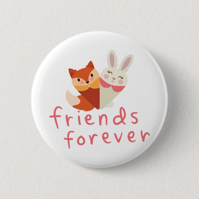 Fox and Rabbit Best Friend 2 Inch Round Button (Front)