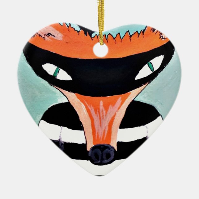 Fox and Robbers by PaperTree Ceramic Ornament (Front)