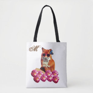 Fox and Roses Art Personalized Tote Bag