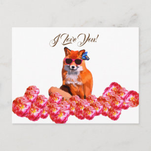 Fox and Roses  Funny Art Custom  Postcard