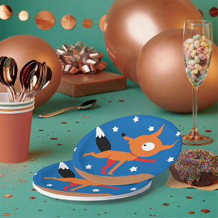 Fox And Stars Paper Plates