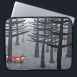 Fox and the Forest Laptop Sleeve<br><div class="desc">A lone wild red fox stands beneath the pine trees in a dark forest. For nature,  wildlife and animal lovers. Original art by Nic Squirrell.</div>