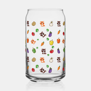 fox and vegetable pattern can glass
