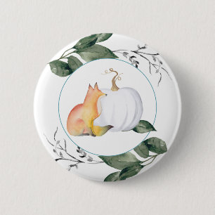 Fox and White Pumpkin 2 Inch Round Button