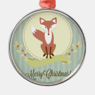 Fox and Wreath Metal Ornament