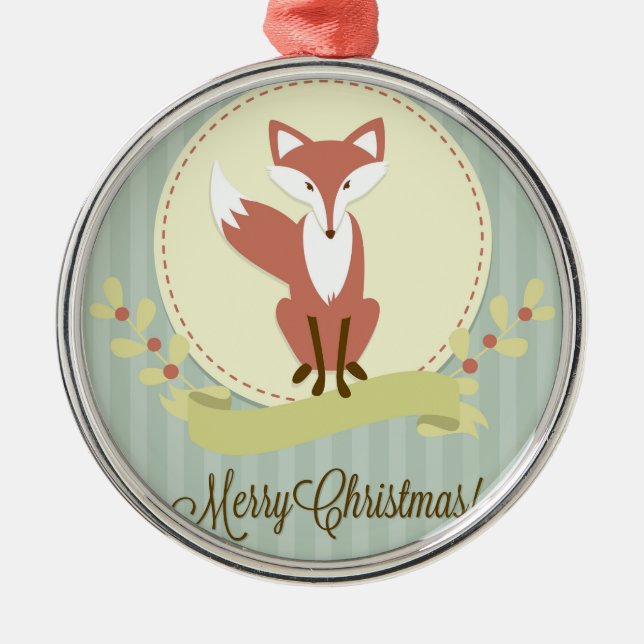 Fox and Wreath Metal Ornament (Front)