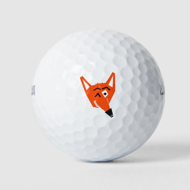 Fox Animal Cartoon Cunning Devious Evil Eye Golf Balls (Front)