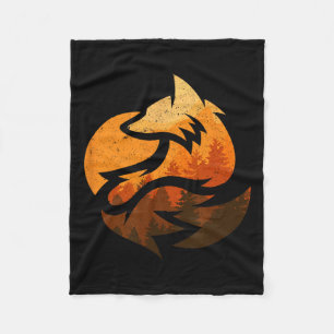 Fox Animal Design Gifts With Nature Trees Hunting  Fleece Blanket