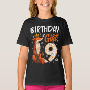 Fox Animal Lovers 9th Birthday Girl T-Shirt