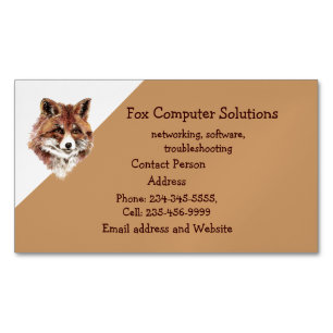  Fox Animal Nature Wildlife Computer Solutions  Magnetic Business Card