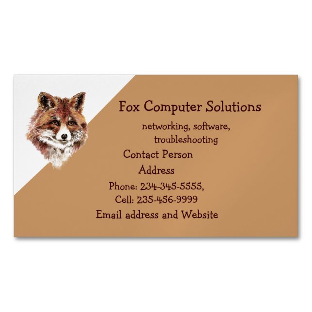  Fox Animal Nature Wildlife Computer Solutions  Magnetic Business Card (Front)