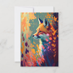 Fox Animal Portrait Painting Wildlife Outdoors Art Thank You Card